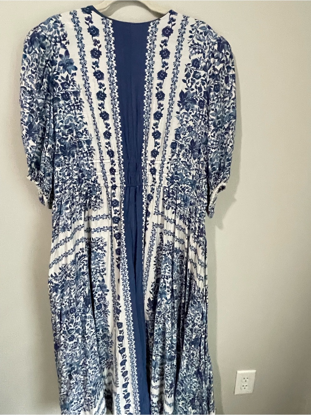 Taylor Navy and White Floral V-Neck Maxi